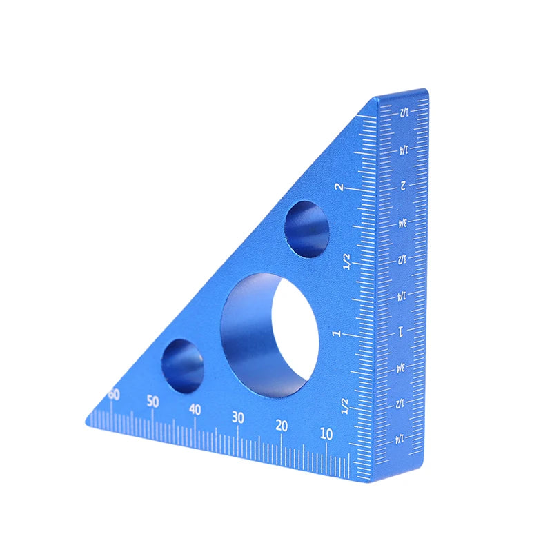 Practical Blue/Red Aluminum Alloy Right Angle Marking Ruler 45/90 Degree Woodworking Carving Square Precision Angle Ruler Peaceful Pleasures Health and Wellness Blue