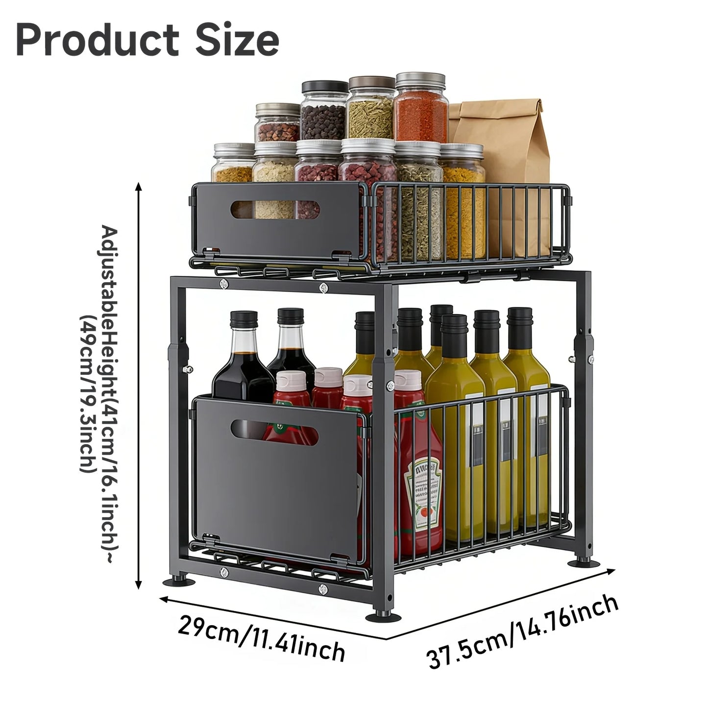 2-Tier Pull-Out Under Sink Organizer | No-Drill Cabinet Storage