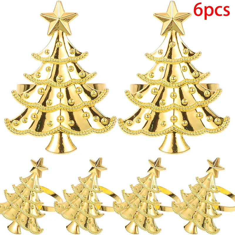Christmas Napkin Rings Set of 6 | Xmas Holiday Table Decor