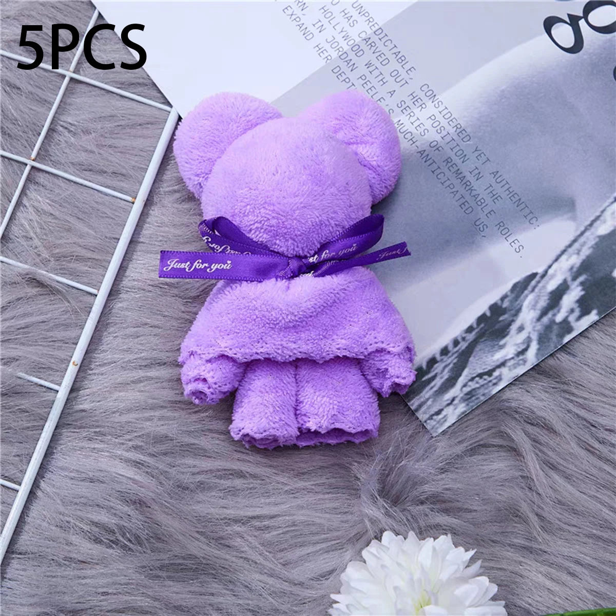 5-Pack Teddy Bear Towels | Wedding, Party & Holiday Gifts