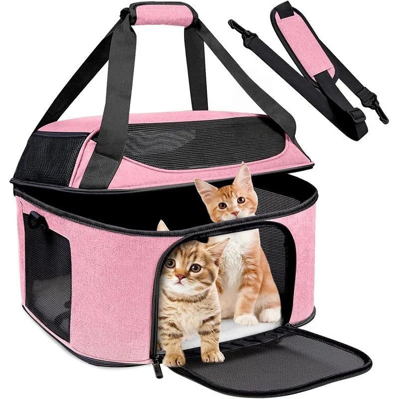 Soft-Sided Collapsible Pet Carrier | Cats & Dogs Travel Bag
