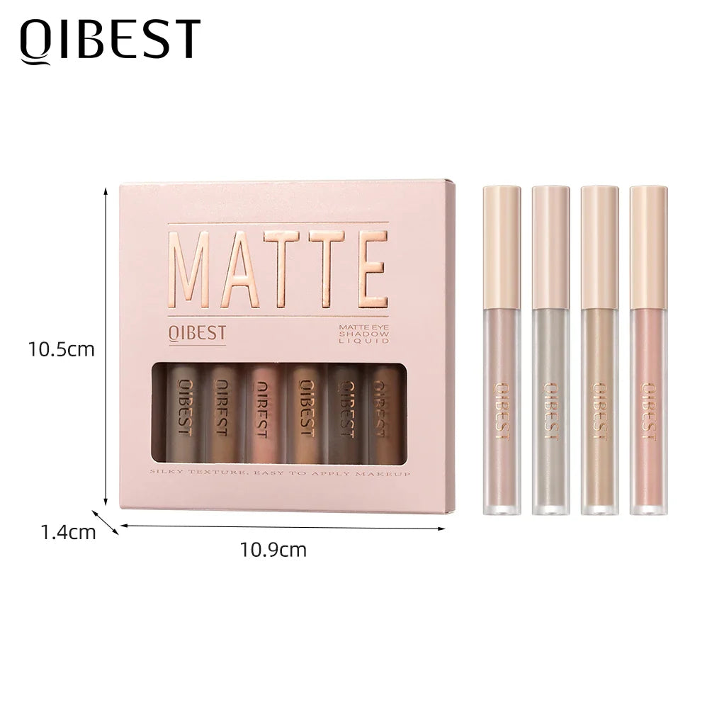 QIBEST 8-Color Matte Liquid Eyeshadow Set – Waterproof & Long-Lasting