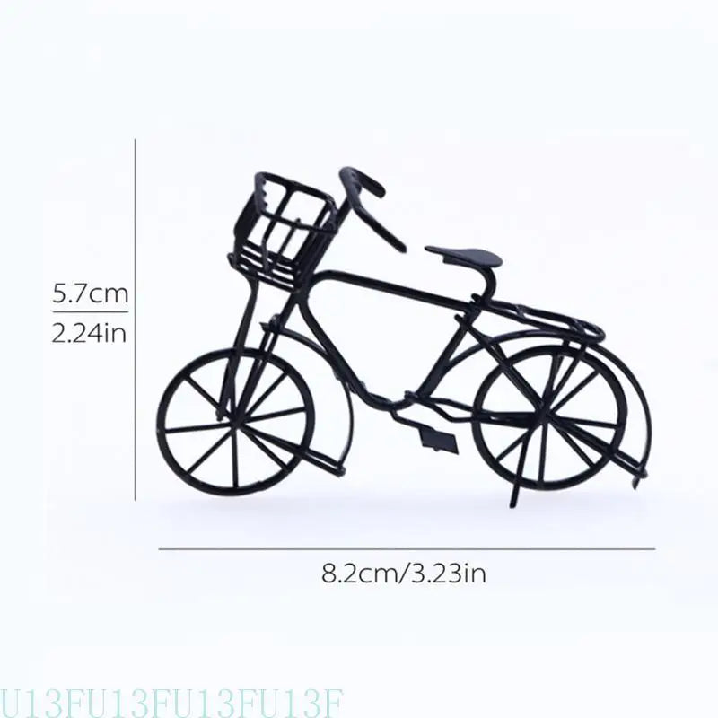 1:12 Miniature Metal Bicycle Dollhouse Accessory – Black Bike