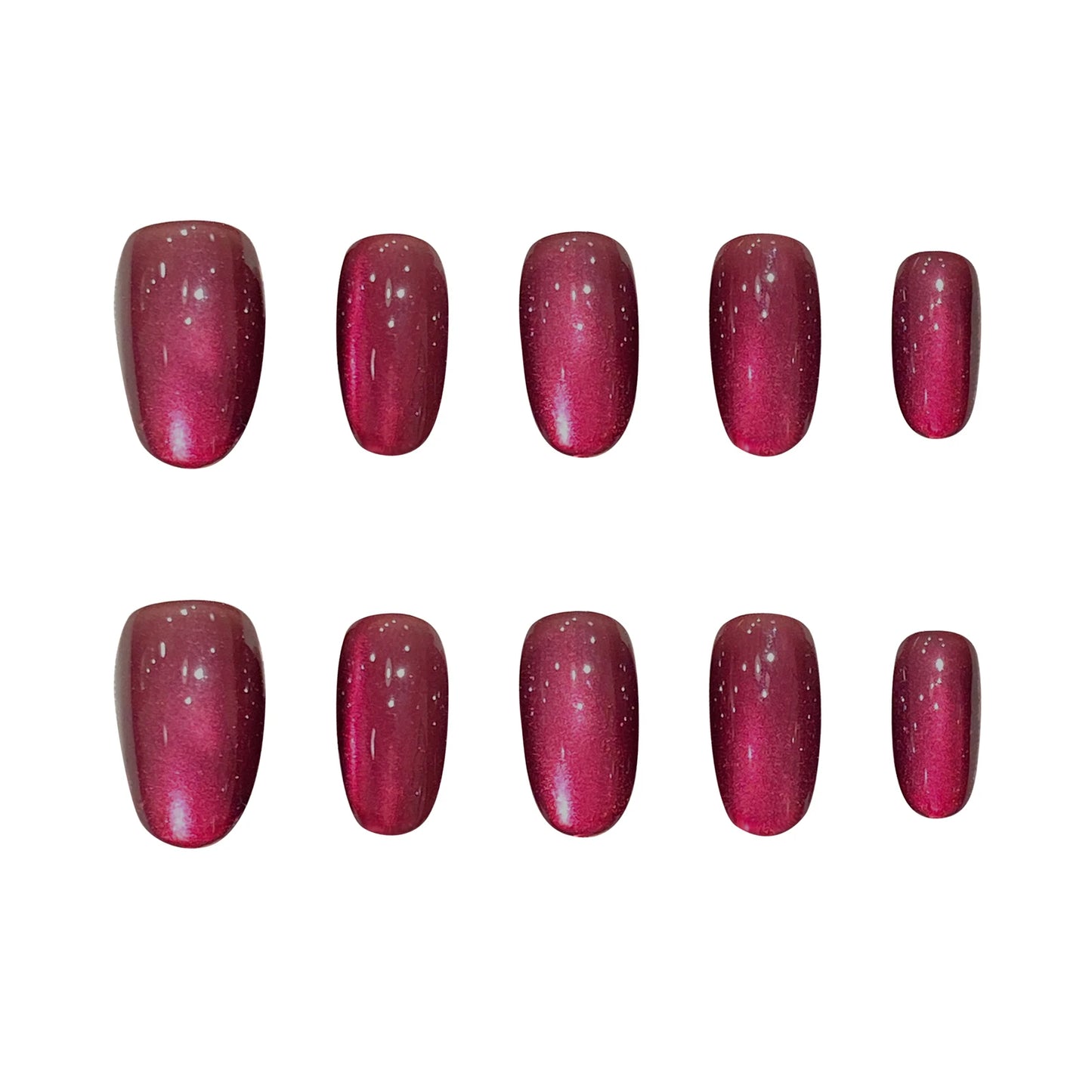 Handmade Press on Nails Shiny Dark Plum Cat Eye False Nails for Lady Daily Wearable Reusable Short Oval Head Fake Nail Tips Peaceful Pleasures Health and Wellness S