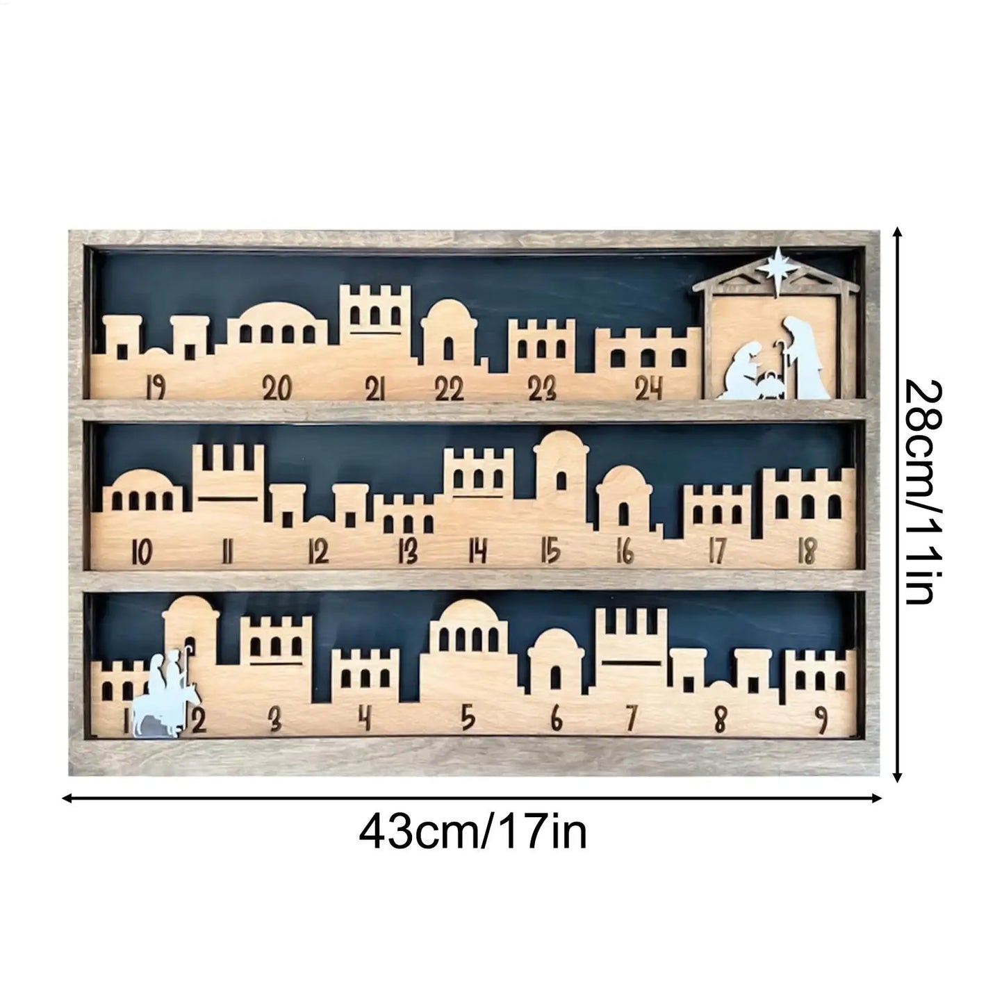 25-Day Nativity Countdown Calendar | Wooden Christmas Tabletop