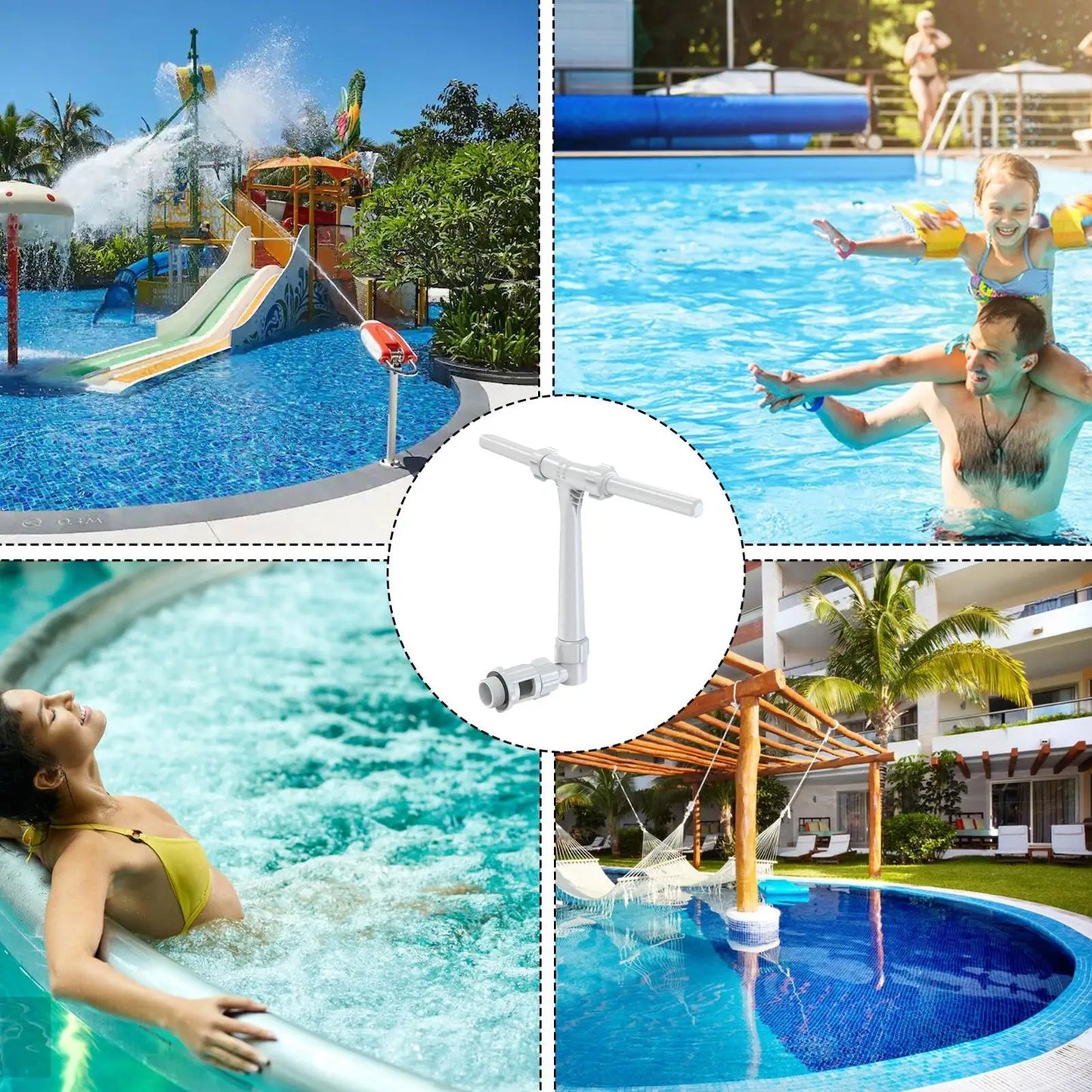 Swimming Pool Spa Sprinkler 360Degree Adjustable Water Fountain Sprinkler Double Head Fountain Swimming Pool Sprinkler Accessory Peaceful Pleasures Health and Wellness