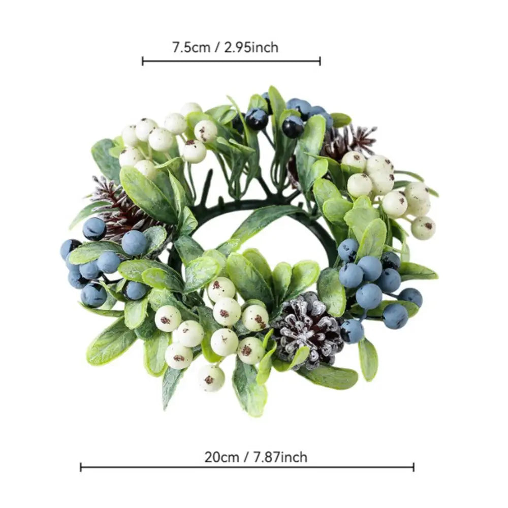 Candle Wreath Rings Holiday Table Centerpieces Artificial Berries Candle Rings For Kitchen Cabinet Window Door Farmhouse Dinner Peaceful Pleasures Health and Wellness 01 China Mainland