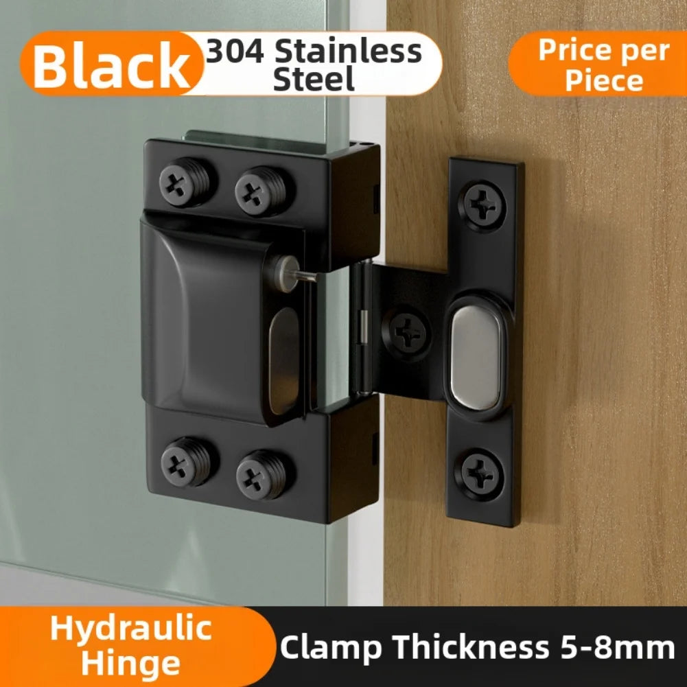 U-shaped Clip Glass Door Hinge Hydraulic Buffer Action Stainless