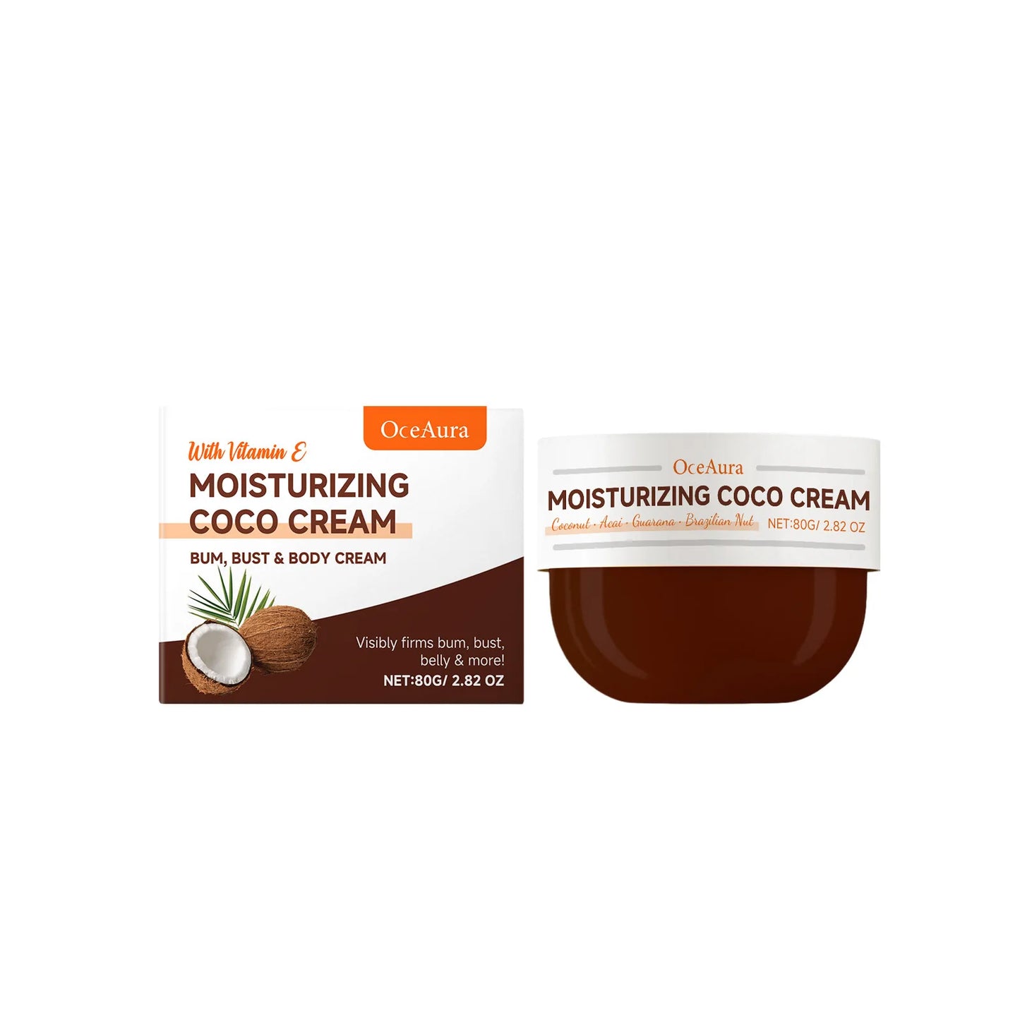 OCEAURA Coconut Oil Body Moisturizing Cream 80g | Firm Skin