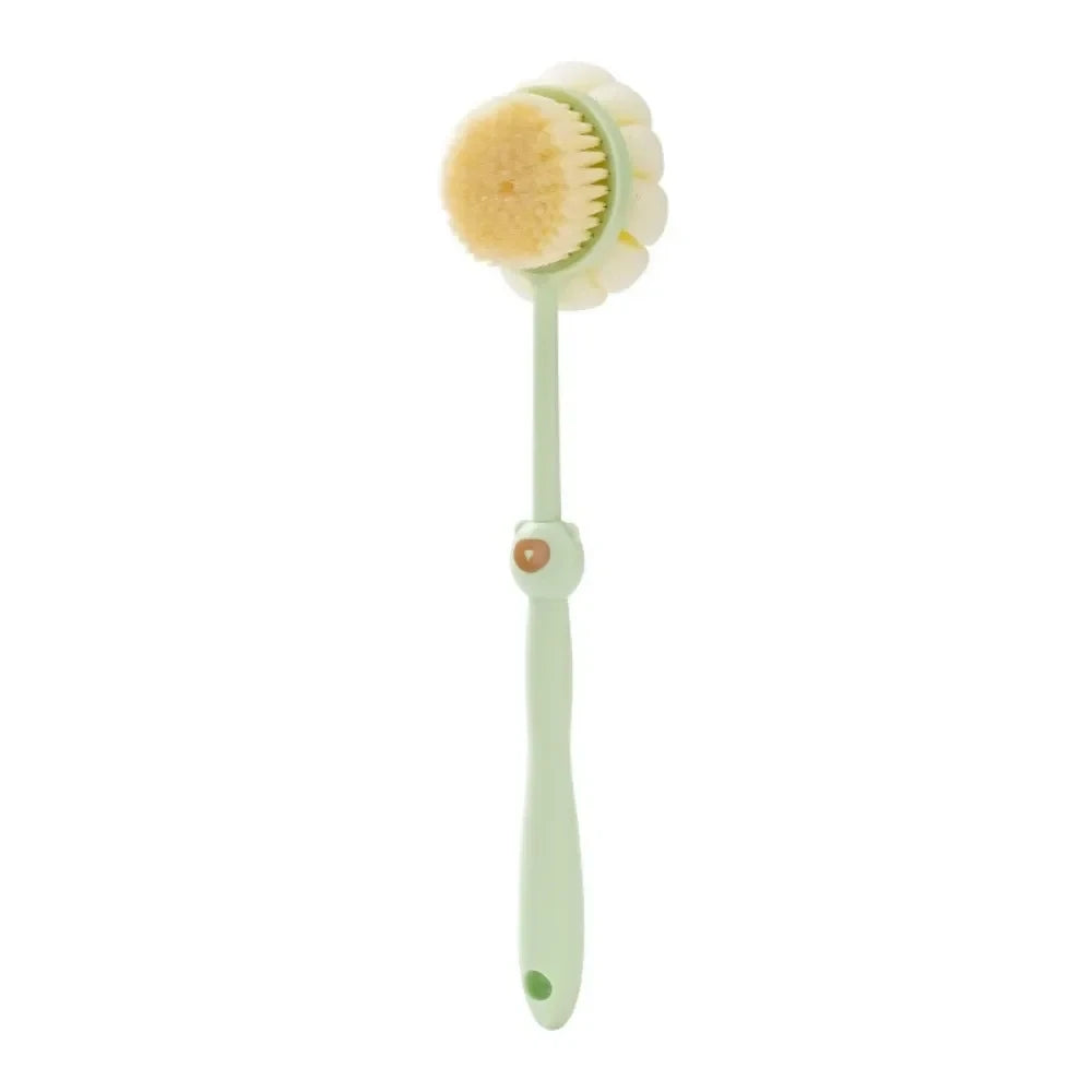 Two-Sided Silicone Body Brush | Long Handle Back Scrubber Body Bath Brush Peaceful Pleasures Health and Wellness Green
