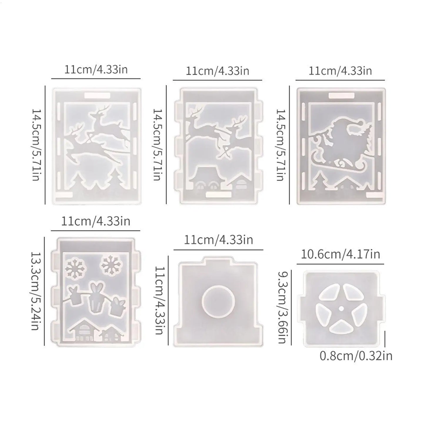 Christmas Molds For Resin 6-Piece Silicone Epoxy Resin Casting Mold For Craft Reusable Mould Craft Supplies For Wax Plaster Peaceful Pleasures Health and Wellness