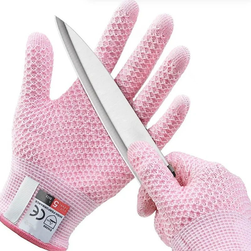 5-level Anti-cut Touch Screen Anti-cut Gloves Pineapple Patterned Kitchen Slaughtering and Fish-killing Anti-cut Gloves Peaceful Pleasures Health and Wellness pink