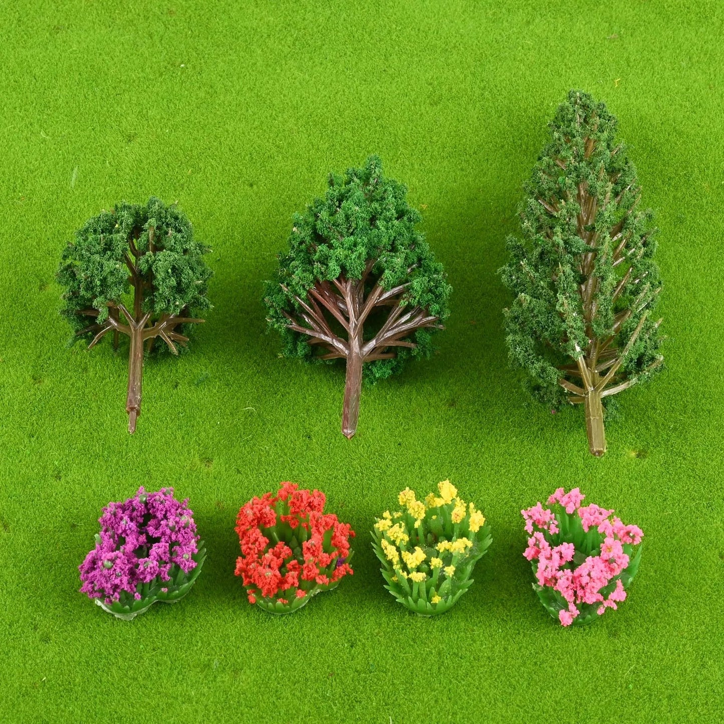 47-Piece Miniature Flower & Tree Set – DIY Landscape Models
