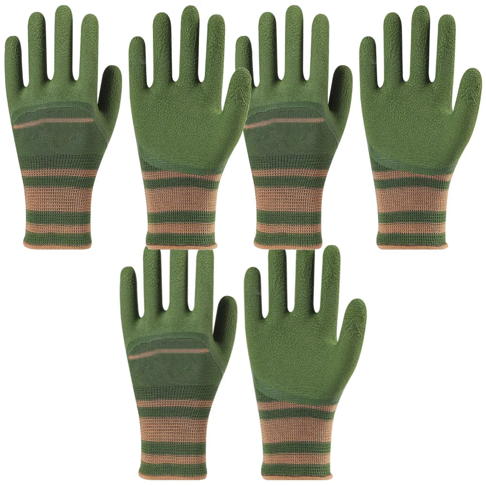 Garden Working Gloves Thorn Proof Waterproof Protection Latex Dip Wear-Resistant Safety Glove for Picking Chestnuts and Flowers Peaceful Pleasures Health and Wellness 3 pair