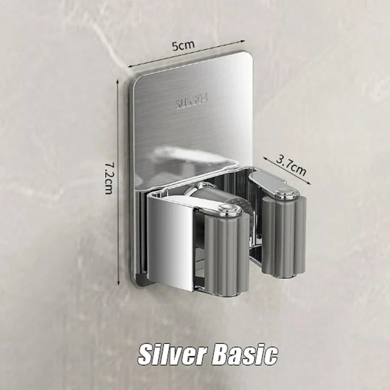 Wall-Mounted Mop & Broom Holder – 304 Stainless Steel Rack