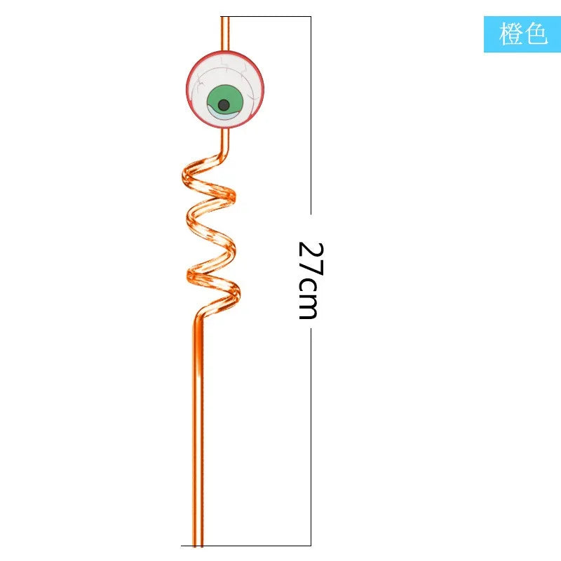8pcs Halloween Straw Reusable Pumpkin Spiral Plastic Straw Kids Baby Birthday Party Decorations Supplies Drinking Straws Peaceful Pleasures Health and Wellness