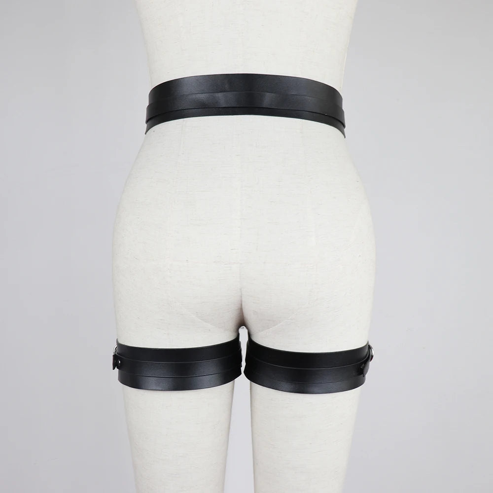 Sexy Woman Lingerie Goth Leather Garter Belt Punk Lower Body Harness