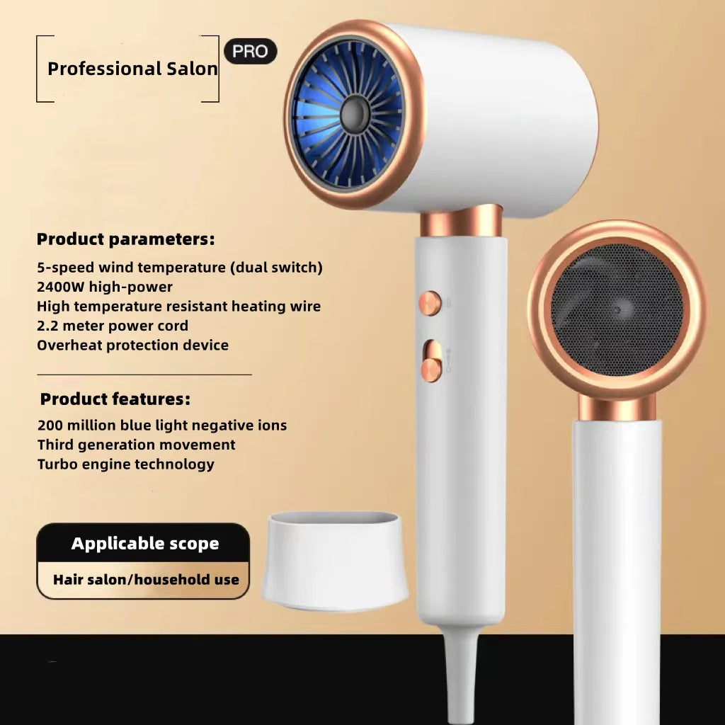 New High-Speed Hair Dryer 2400w High-Power Fast Drying Blue Light Negative Ion Silent Hair Dryer For Home Hair Salon Peaceful Pleasures Health and Wellness D AU