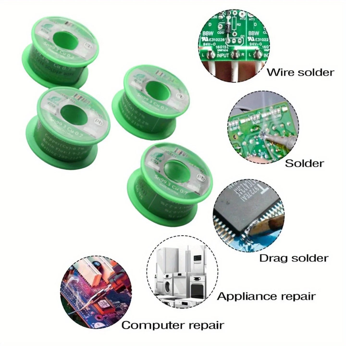 Lead-Free Solder Wire 50g Rosin Core 0.5–1.0mm RoHS CE Peaceful Pleasures Health and Wellness