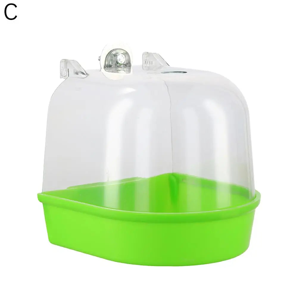Hanging Cage Bird Bath Box – Waterproof Parrot & Parakeet Bath