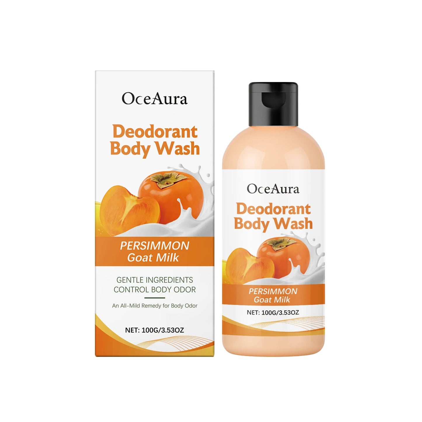 Persimmon Hydrating Body Wash Gentle Cleansing Smoothing Exfoliating Brightening Remove Body Odor Glowing Refreshing Shower Gel Peaceful Pleasures Health and Wellness 100g boxed Moisturizing