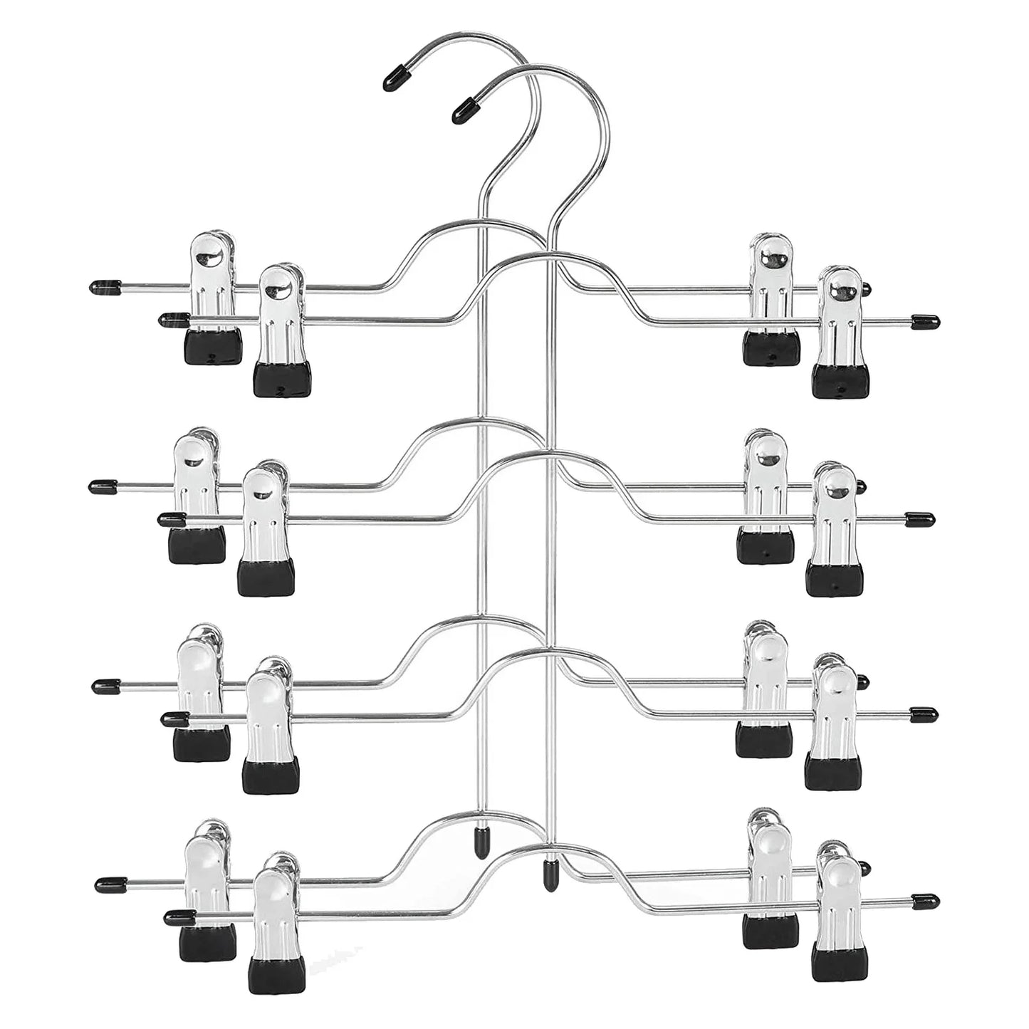 A36T-4 Tier Pants Hangers Metal Skirt Hangers With Clips,Trouser Clips Hanger,For Slacks,Trousers,Jeans,Towels,2-Pack Black Peaceful Pleasures Health and Wellness