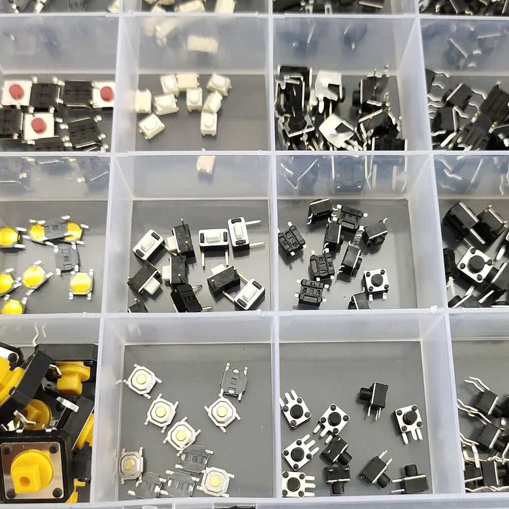 240pcs/box Micro Momentary Tact Switch Tactile Push Button Switch 24 Values 4 pin/3 pin/2 pin 2*4 3*6 4*4 6*6 Assortment Kit Peaceful Pleasures Health and Wellness