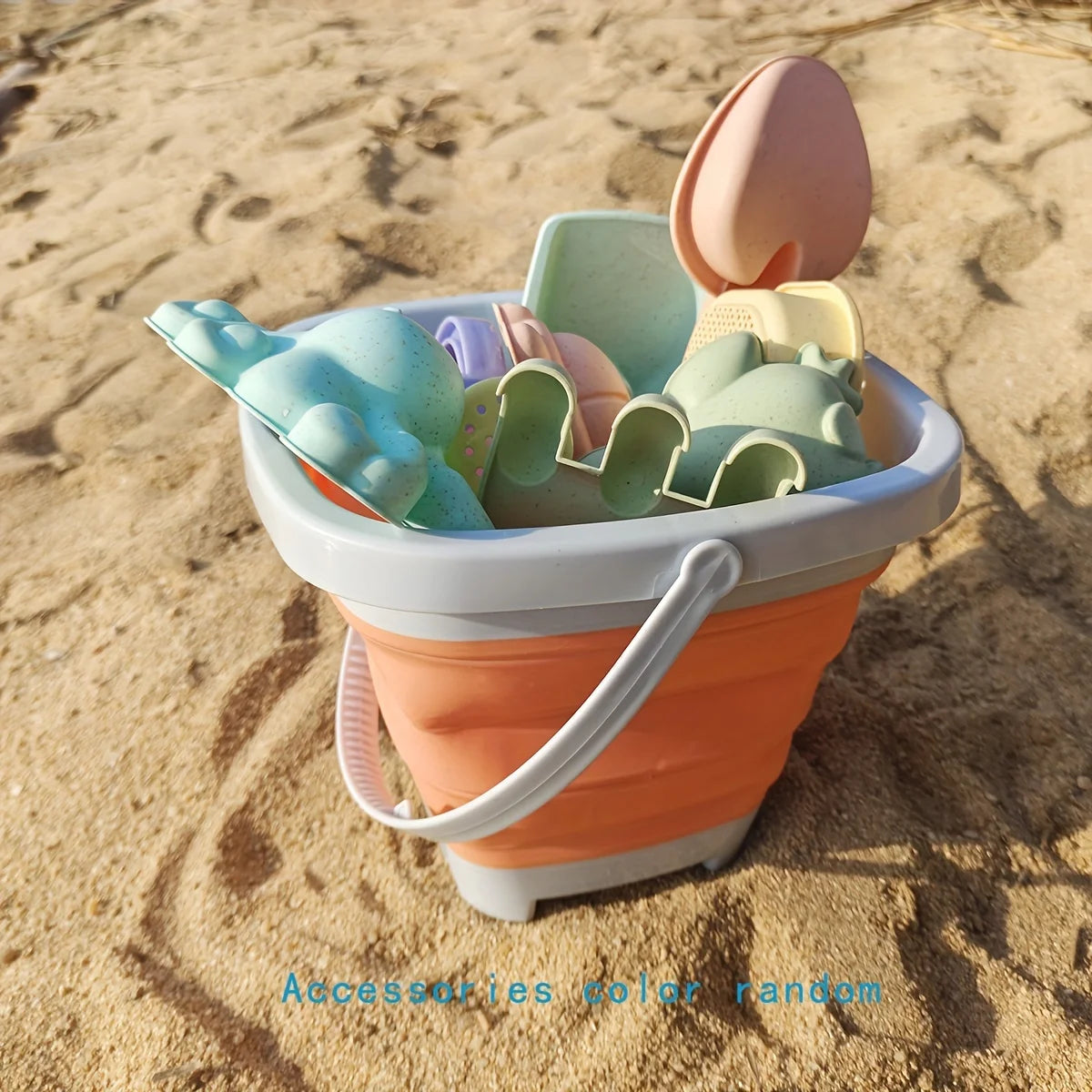 Kids Beach Sand Toys 11-Pc Set | Collapsible Bucket & Molds