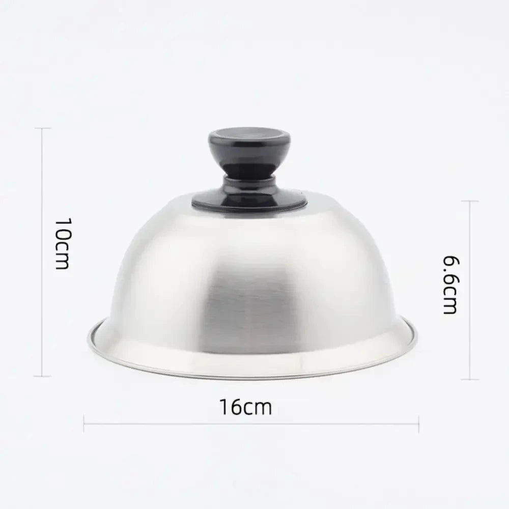 Stainless Steel Round Cheese Melting Dome Lid Cover for Frying Pan Barbecue Burgers Sandwiches Steak Cookware Peaceful Pleasures Health and Wellness 16cm