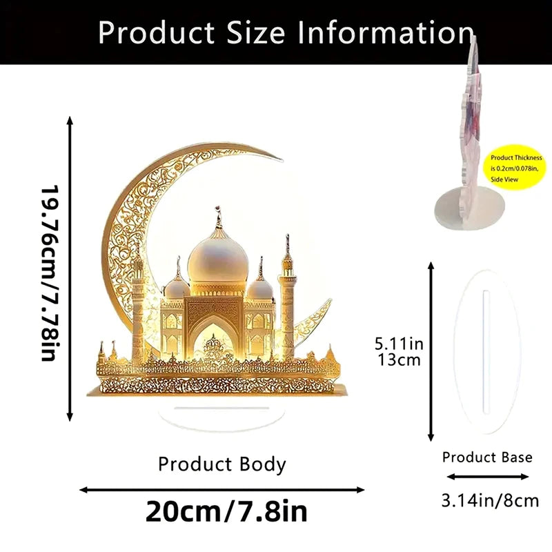 Acrylic Crescent Castle Decor | Ramadan & Eid Ornament Festive Tabletop Decor Peaceful Pleasures Health and Wellness L