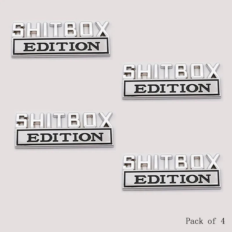 SHITBOX zinc alloy car stickers, car tailgate, car modification car stickers, personalized fashion, specifications are diverse Peaceful Pleasures Health and Wellness 4 Silver Black