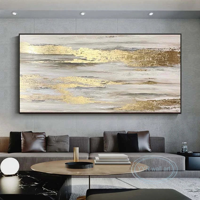 High Quality Abstract Gold Foil Handmade Oil Painting Modern Wall Art Canvas Poster Bedroom Living Room Sofa Decoration Salon Peaceful Pleasures Health and Wellness