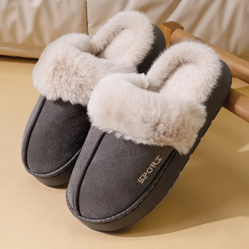 Women's Fluffy Plush House Slippers – Cozy Indoor Flat Shoes