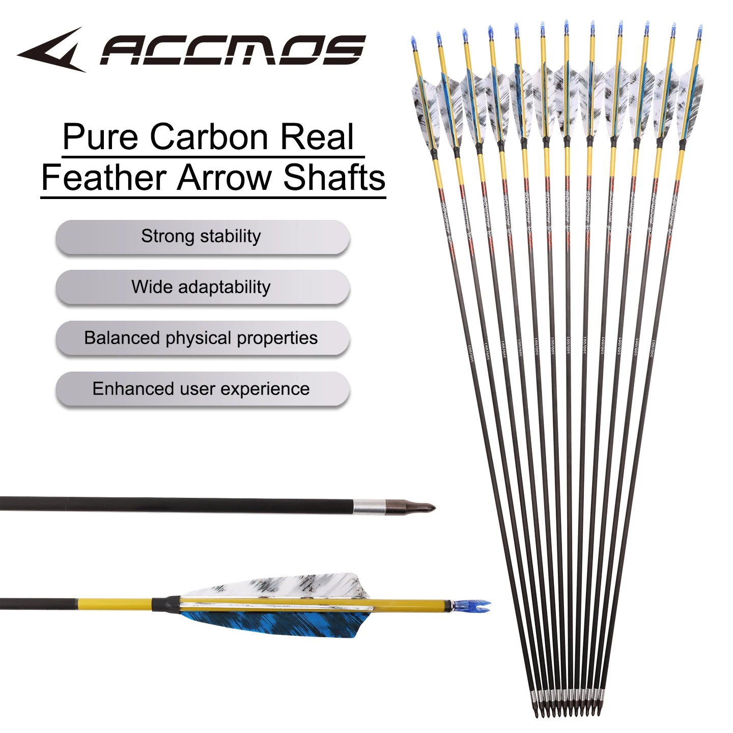6 12 ID6 2 Pure Carbon Arrow Turkey Feather Bow Shooting Hunting