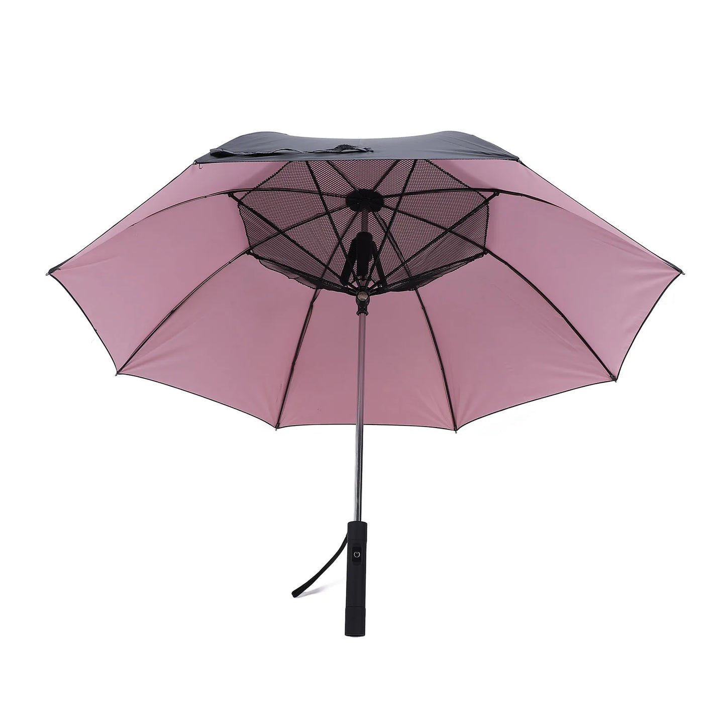 Sun Umbrella Sun Umbrella with Misting Fan Multi Functional Cooling Fan UV Sun Umbrella for Hot Sun Umbrella with Fan Peaceful Pleasures Health and Wellness Pink