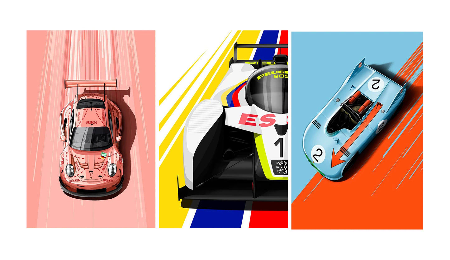 Cartoon Racing Car Canvas Wall Art | Boys Room Motorsport Decor