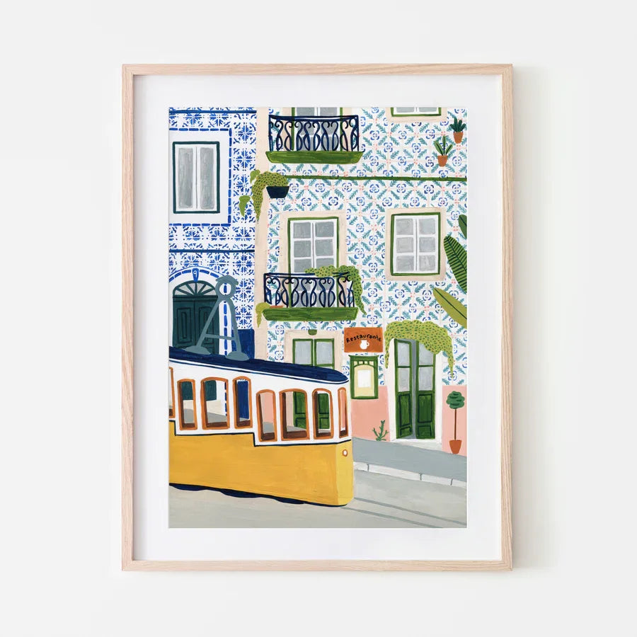 Lisbon Poster, Portugal Art Print, Kitchen Wall Art, Portuguese Tile, Hand Painted, Travel, New Home, Housewarming Gift, Quirky Peaceful Pleasures Health and Wellness WS0641-4 20x30cm Unframed