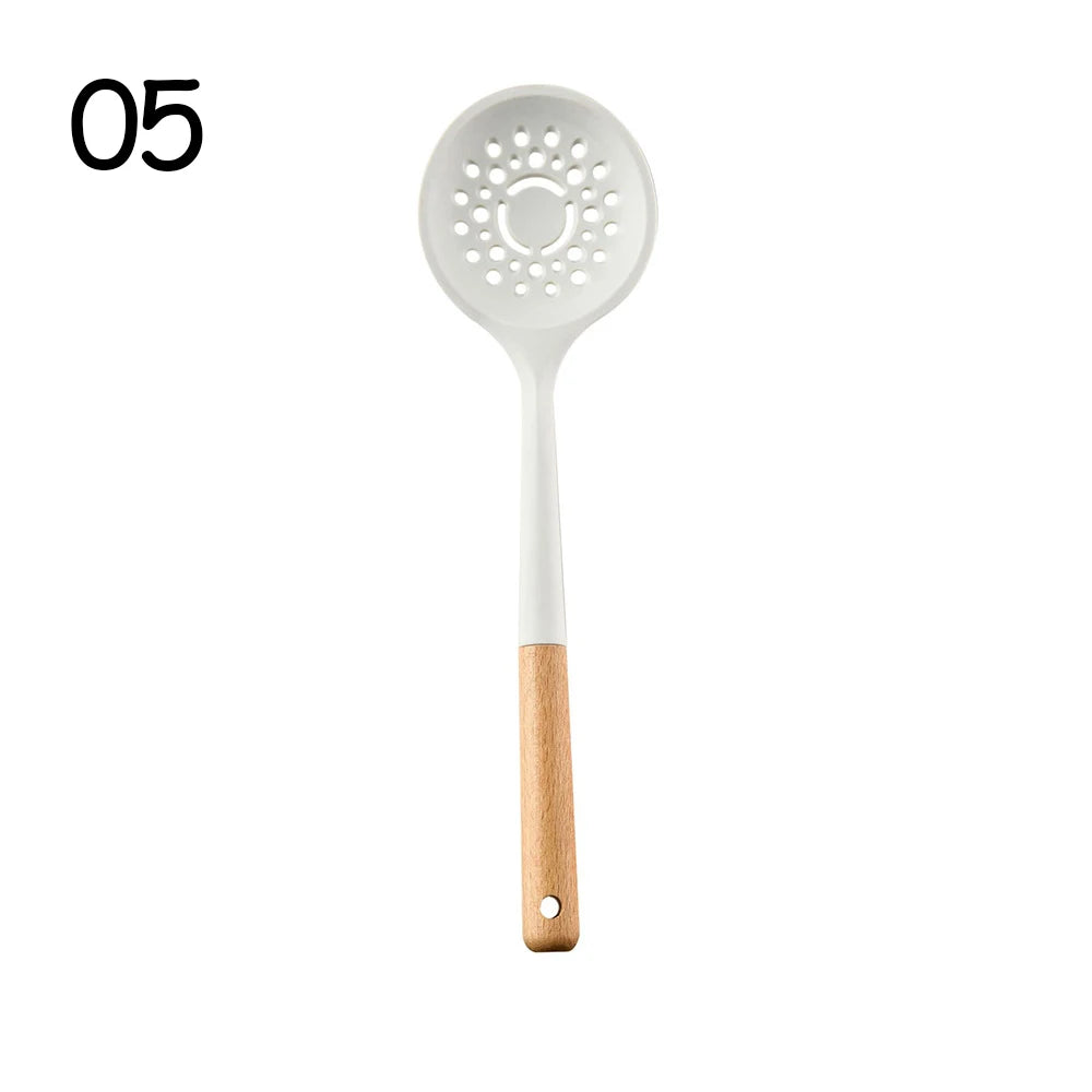 Silicone Non-Stick Cooking Utensil Set – Stainless Steel Handle Spatula, Egg Beater & Shovel Kitchen Tool Set