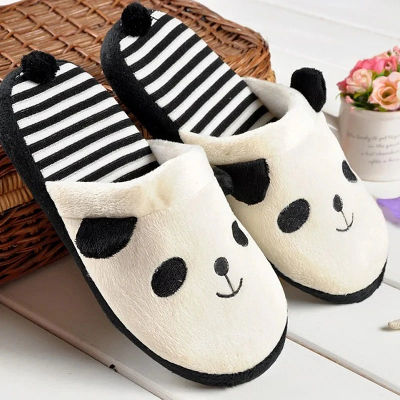 Women's Cartoon Panda Flat Slippers | Soft Slip-On Home Slides