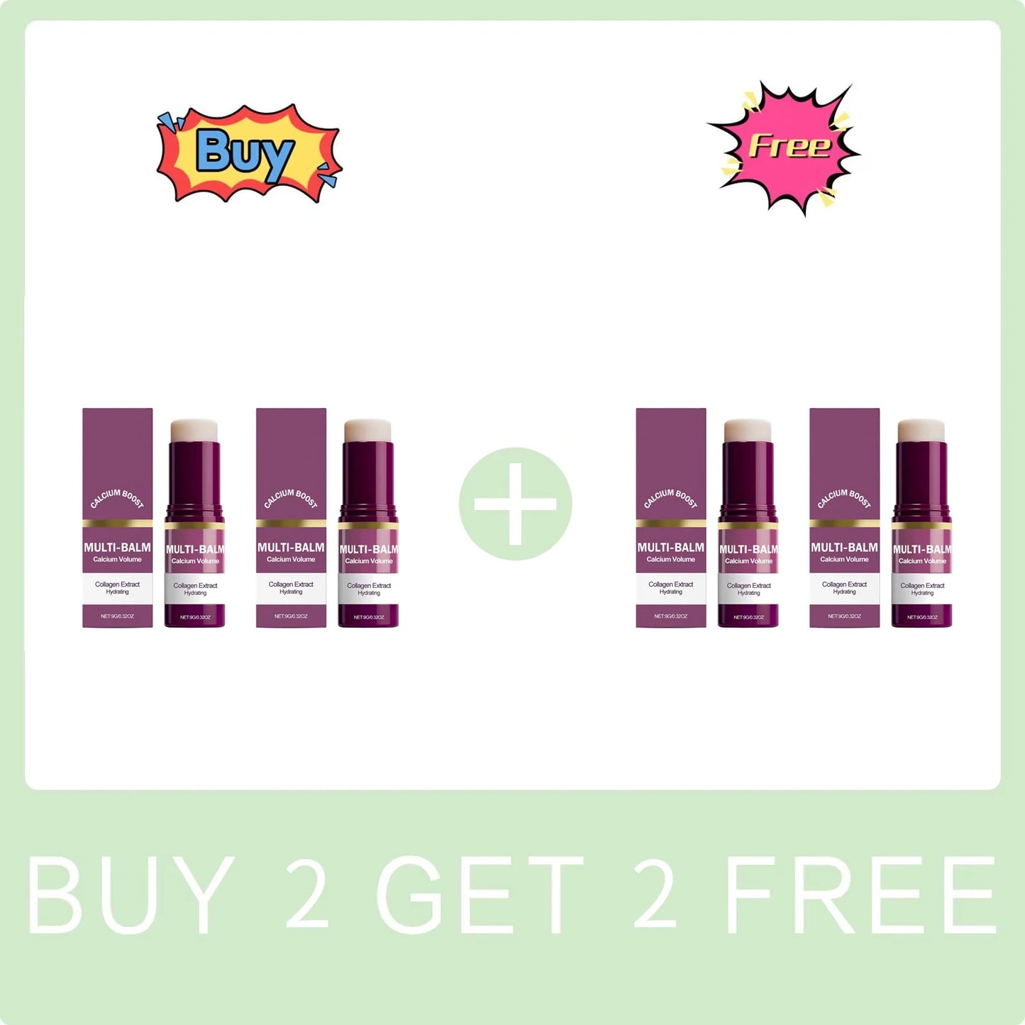 Calcium Volume Multi Balm Skincare Stick,Face & Eye Cream,Collagen Deep Moisturizing Skin Anti-Wrinkle,Suitable for Pre Makeup Peaceful Pleasures Health and Wellness Buy 2 Get 2 Free