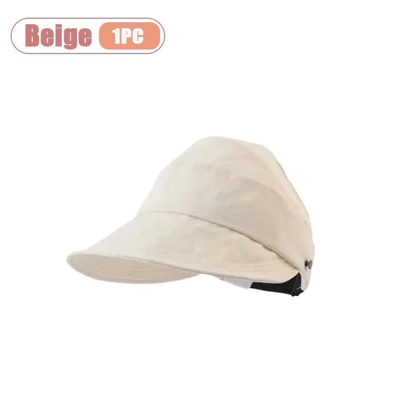 Women's Foldable Wide Brim Sun Hat – Adjustable Visor Cap