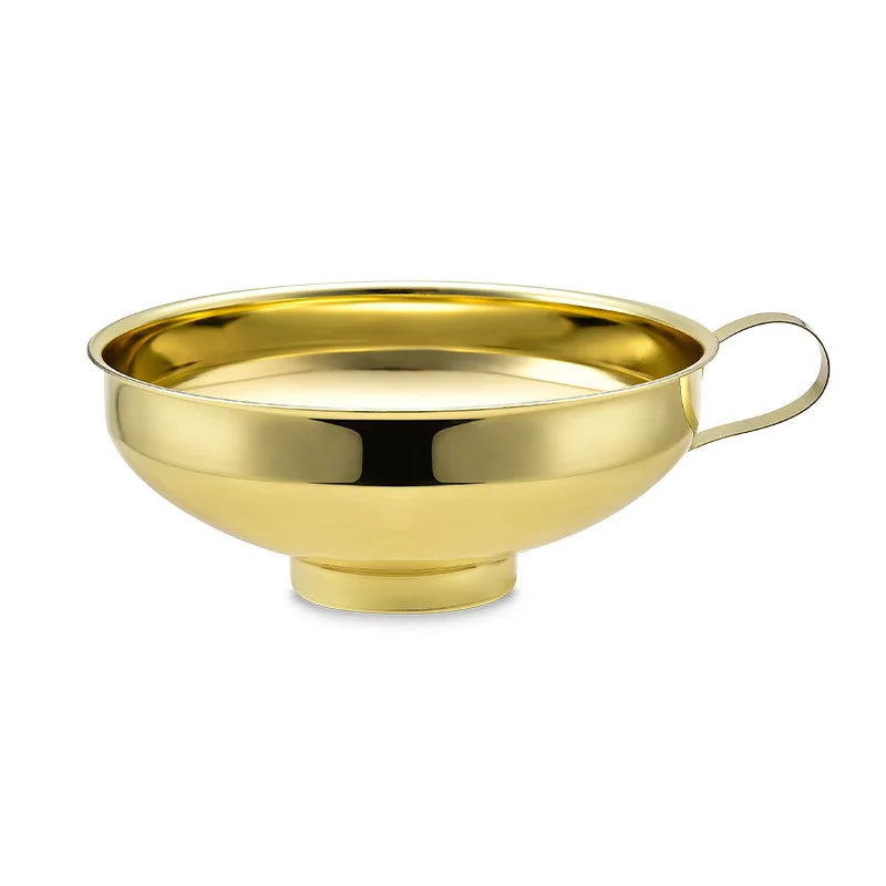 Golden wide-mouth funnel Food Grade Stainless Steel Kitchen Small Mini Metal Gold Food Funnel for Filling Bottles Kitchen Use Peaceful Pleasures Health and Wellness large size