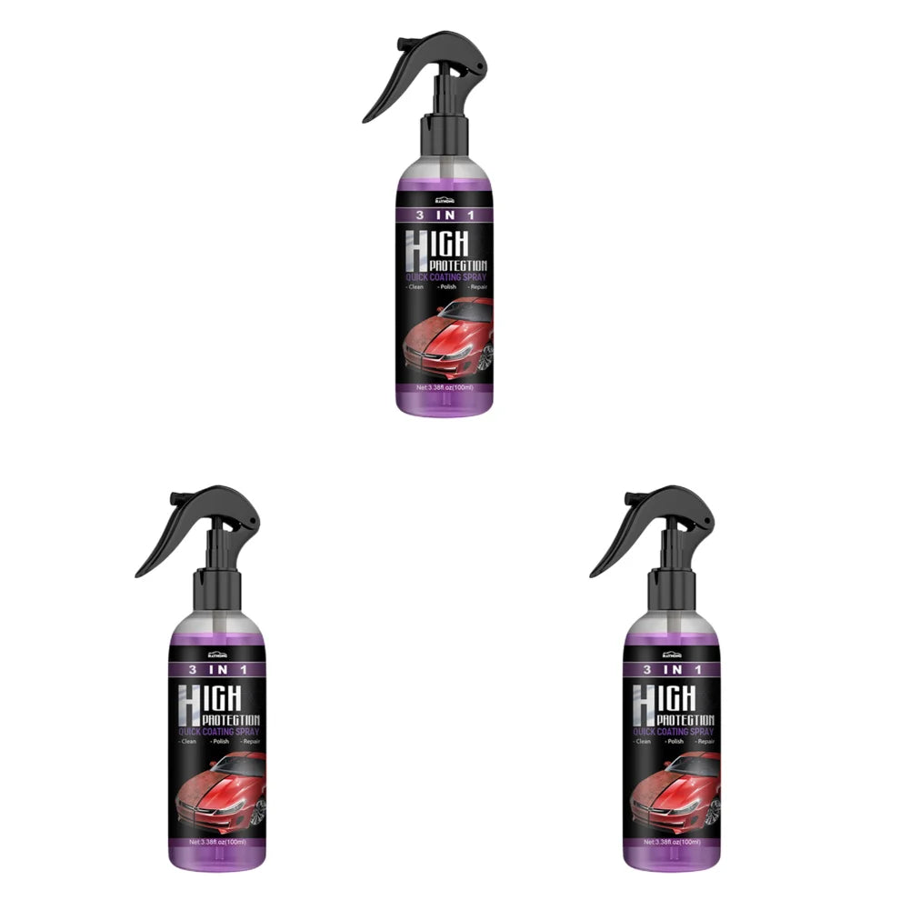 3 in 1 High Protection Quick Ceramic Coating Nano Spray Car Coating Wax Polishing Spray Plastic Refresh Fast Fine Scratch Repair Peaceful Pleasures Health and Wellness 100ml 3PCS