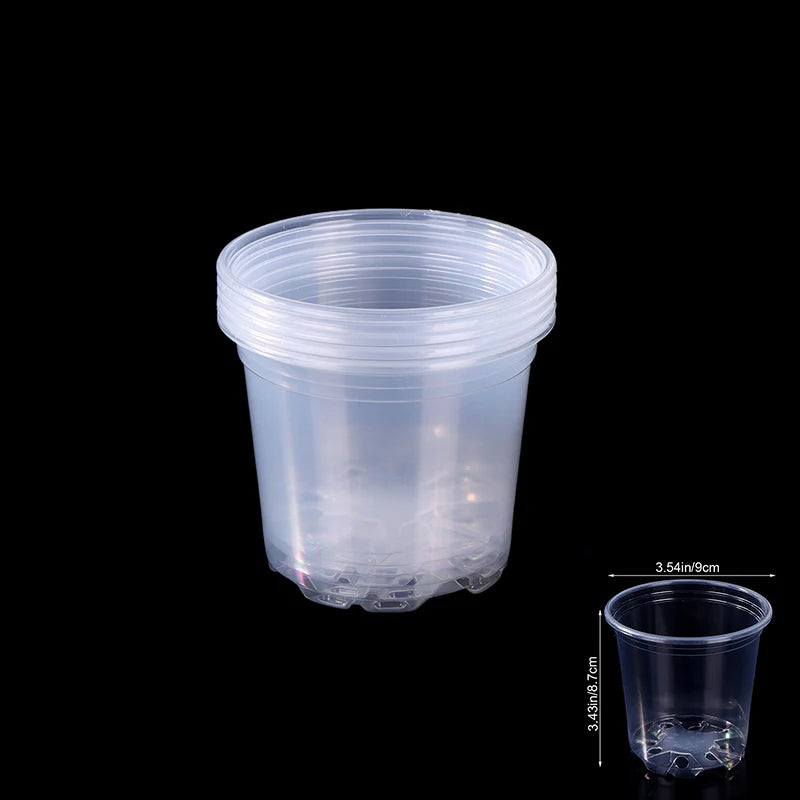 5 Pieces 6 Sizes 3/3.5/4/5/6/7 Inches Greenhouse Transparent Plastic Flowerpot Drainage Hole Pot Breathable Nursery Flower Pot Peaceful Pleasures Health and Wellness B-3.5Inches