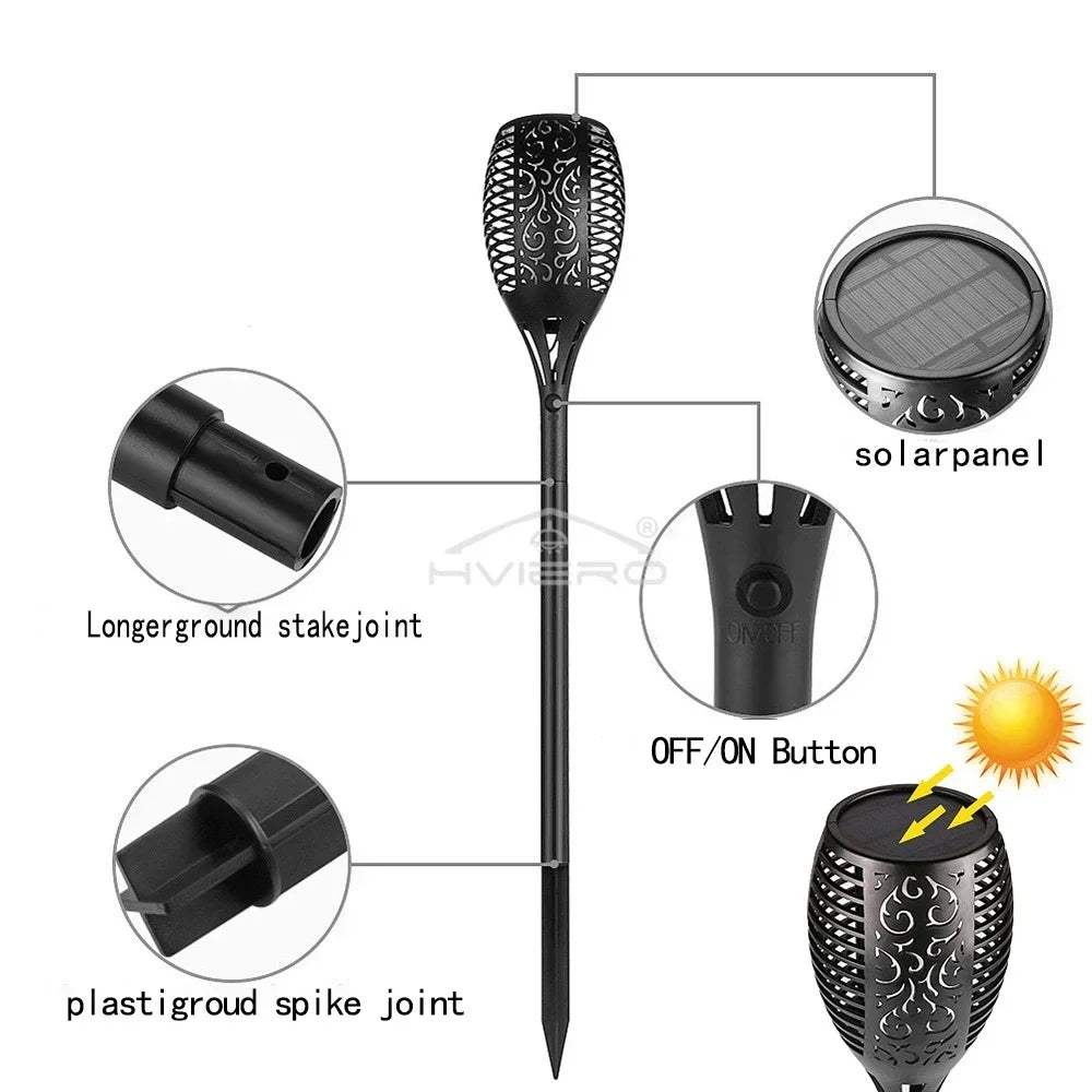 Solar Flame Garden Stake Light 51 LED | IP65 Waterproof Outdoor