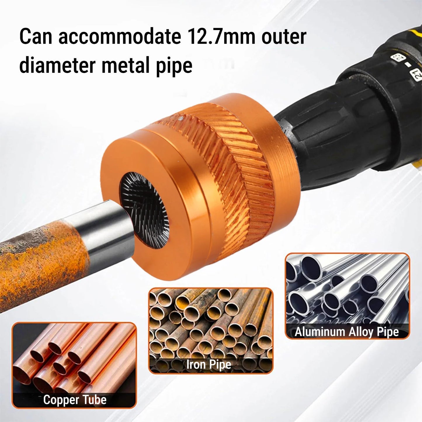 1 Copper Pipe Cleaner Electric Drill Hex Shank Tube Polishing Tool 2