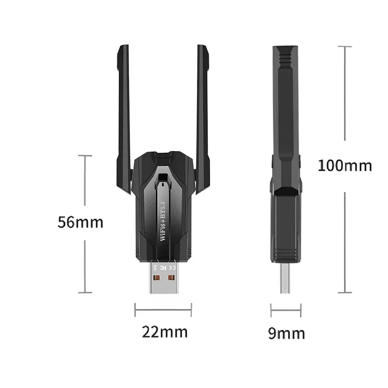 900Mbps USB WiFi 6 & Bluetooth 5.4 Dual Band Adapter 2in1