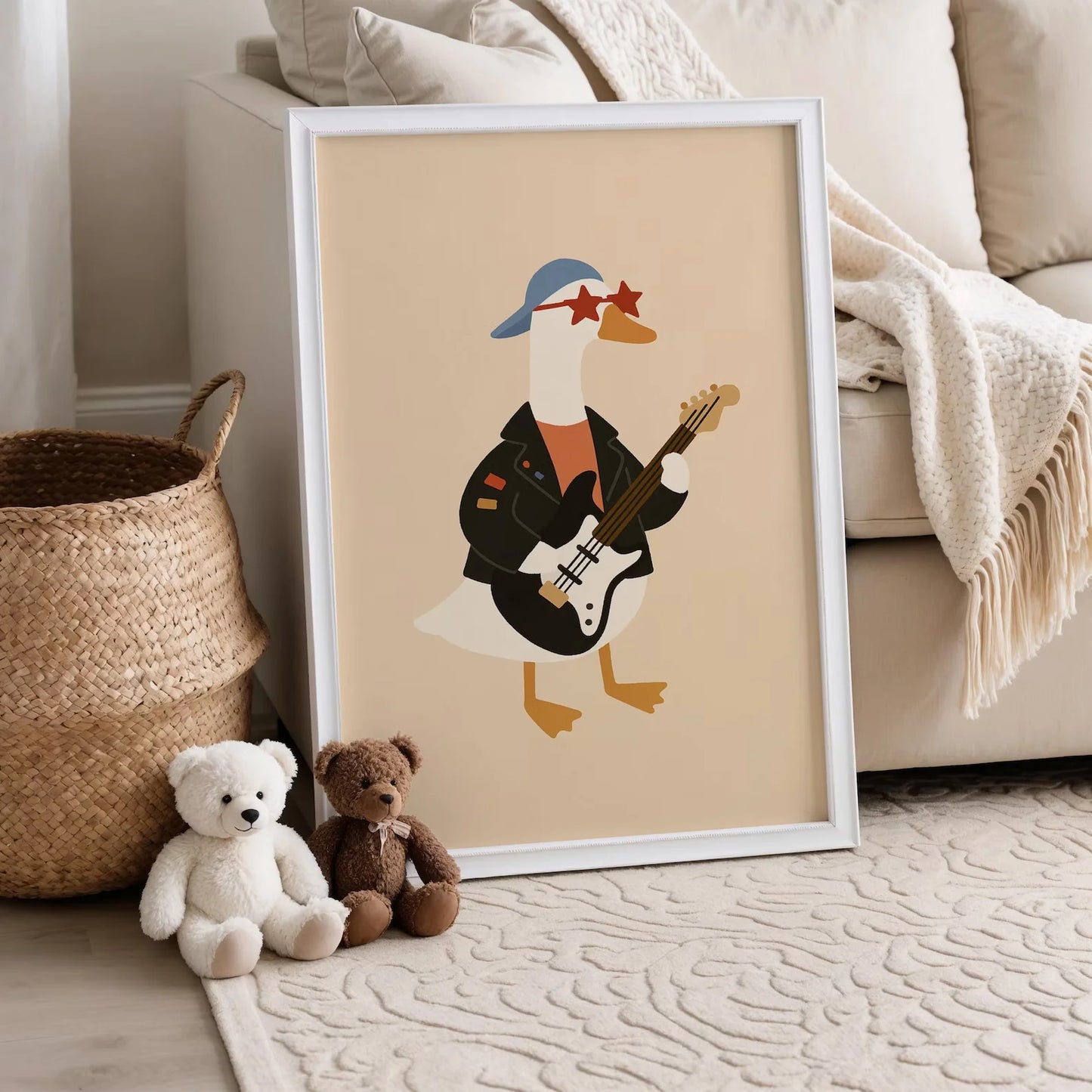 Rocker Duck Canvas Wall Art | Baby Boy Nursery Kids Room Decor