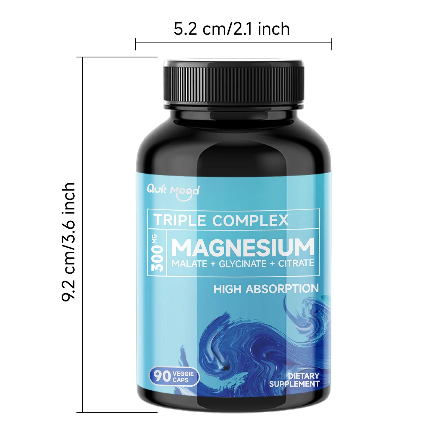 Quitmood Triple Magnesium Complex | 300mg of Magnesium Glycinate, Malate, & Citrate for Muscles, Nerves, & Energy | High Absorpt Peaceful Pleasures Health and Wellness