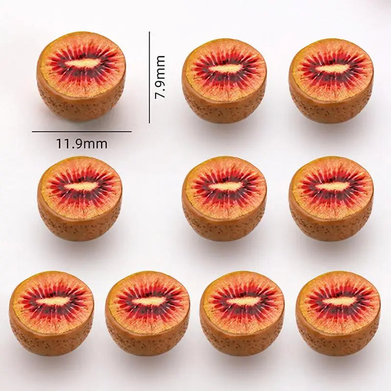 10pcs Resin Mini Fruit Charms – Kiwi, Grapefruit & Papaya DIY